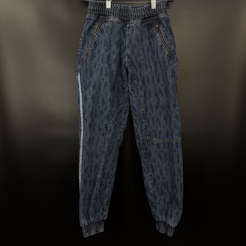 EUC Adidas Ivy Park Monogram Denim Track Pants Dark Denim XXS Unisex Beyonce